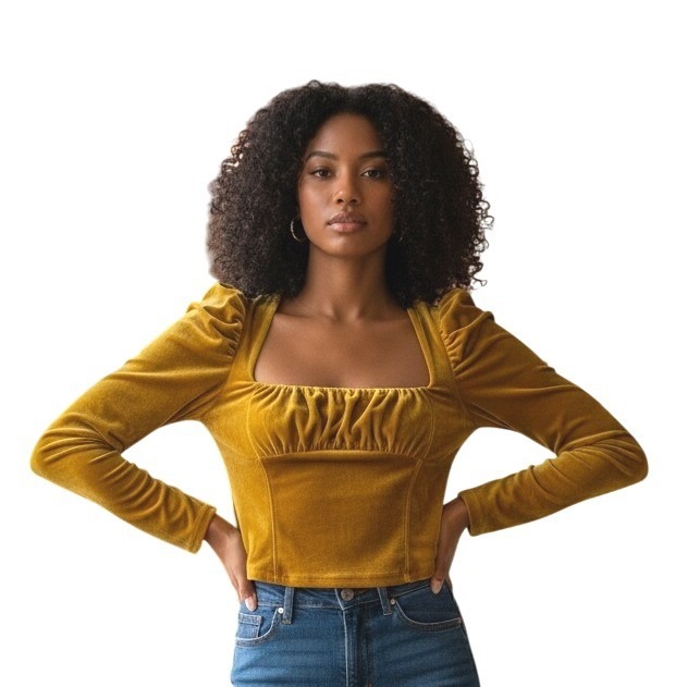 Y2k Free People Babydoll Milkmaid Womens Size Large Velvet Fairygrunge Puff Top